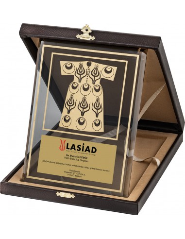 PB2001 Altın Yaldız Kristal Plaket