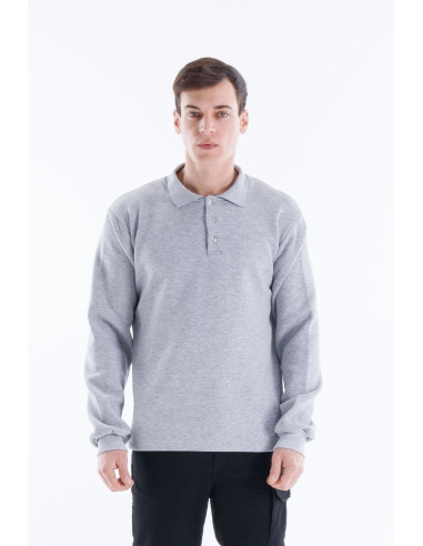 Baskılı Polo Sweatshirt
